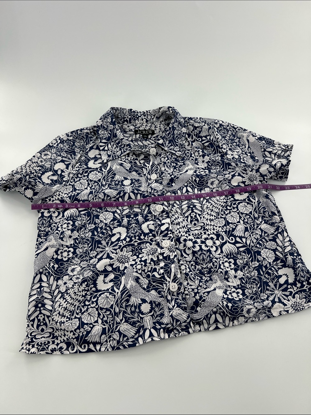 J Crew Gamine cotton poplin shirt in mermaid floral beach resort vacation - Picture 5 of 8